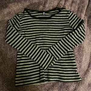 Grey Black Stripped Long Sleeved Uniqlo Shirt